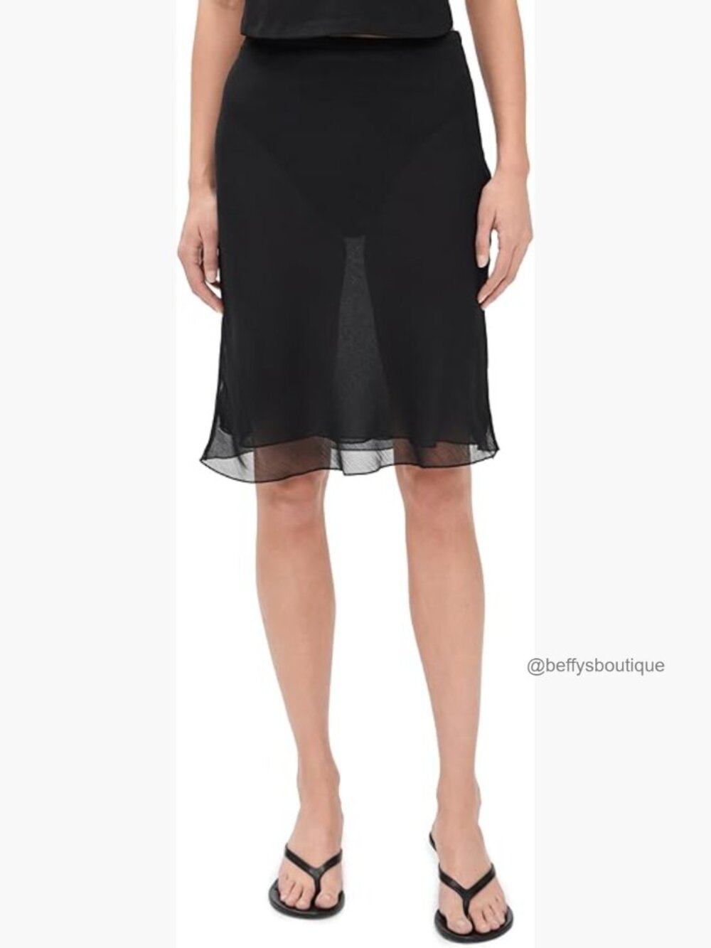 Mid-length Gauze Skirt with Hidden Zip Closure